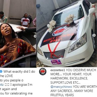 Nigerian Gospel Singer; Mercy Chinwo age 29 receives a car gift on her 29th birth day (Watch Video)